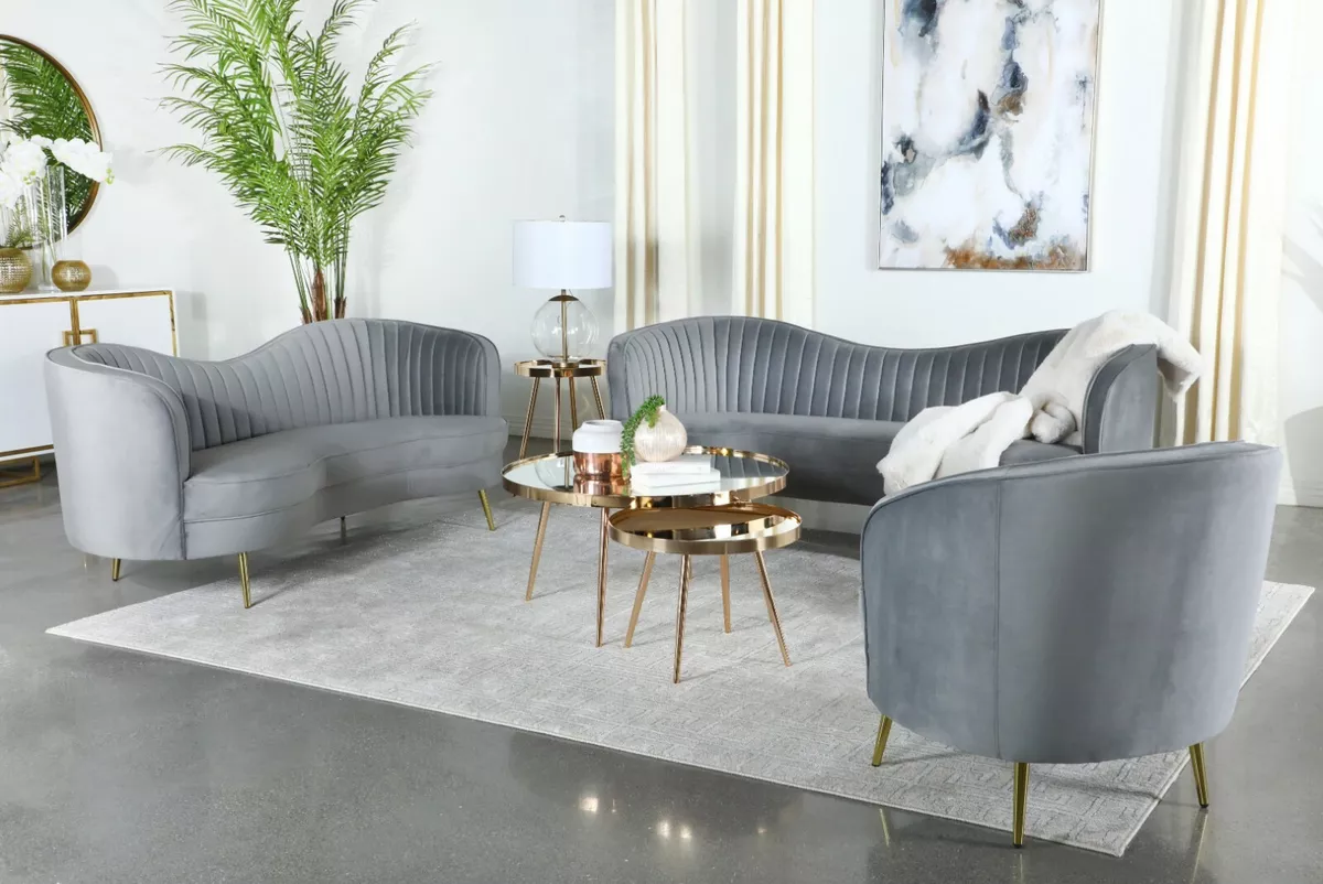 Sophia 3pc Art Deco Curved Sofa Set