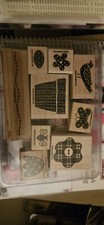 Stampin' Up Wood Mounted Rubber Stamps- Flowers And Friends 9 Piece Set 2002