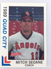 1989 Quad City Angels-Eastern League-BEST Baseball Card-Mitch Seoane