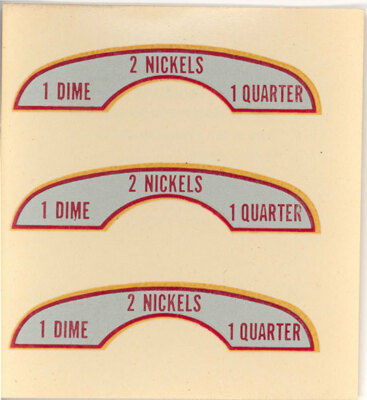 1946-1948 Seeburg wallbox W4 3W5 W6 3W7 Pricing decal: 5-10-25 cent x 2