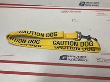 Caution Dog Leash yellow with black lettering 1" W X 4Foot L