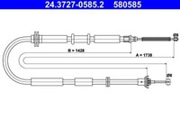 ATE 24.3727-0585.2 Seilzug, Feststellbremse FüR Fiat