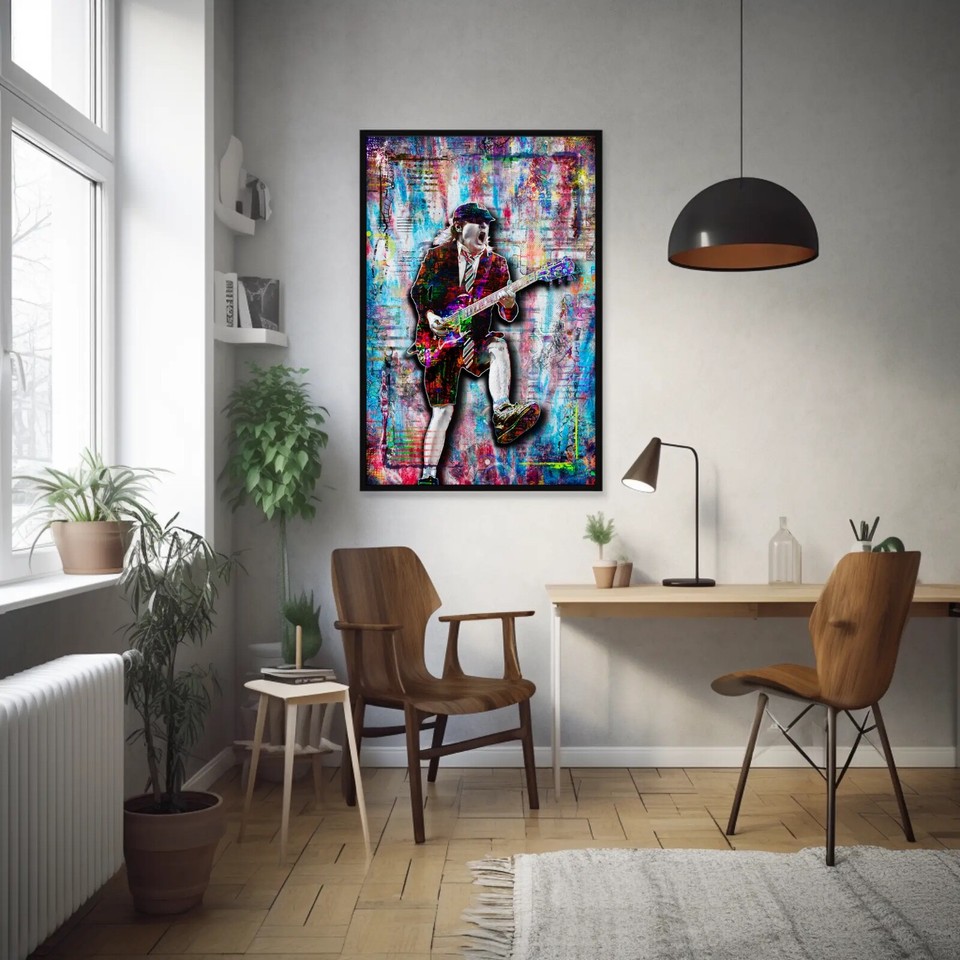 ANGUS YOUNG Lead Guitar Of AC/DC Poster, Angus Young AC/DC Pop Art Free ...