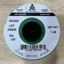AIM Solder SN100C Lead-Free Solid Core Wire Solder .125" Dia. 1 lb. Spool (5340)