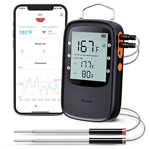 Bluetooth Meat Thermometer, Wireless Meat Thermometer for Smoker 2 x Probes