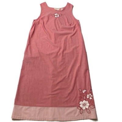 Bechamel Womens 1X Dress Sleeveless Pink Floral Casual Cotton Pockets EUC