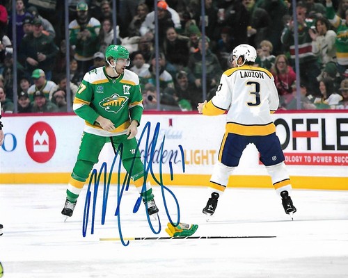 Marcus Foligno Signed 8x10 Fight Photo Minnesota Wild Autographed COA