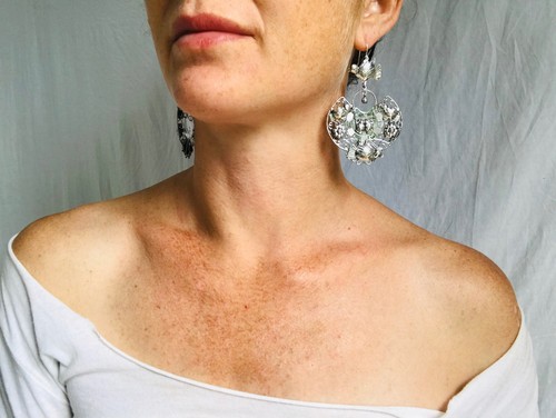 Taxco Filigree Earrings. Sterling Silver. Mexico. Frida Kahlo. 2131 - Picture 5 of 8