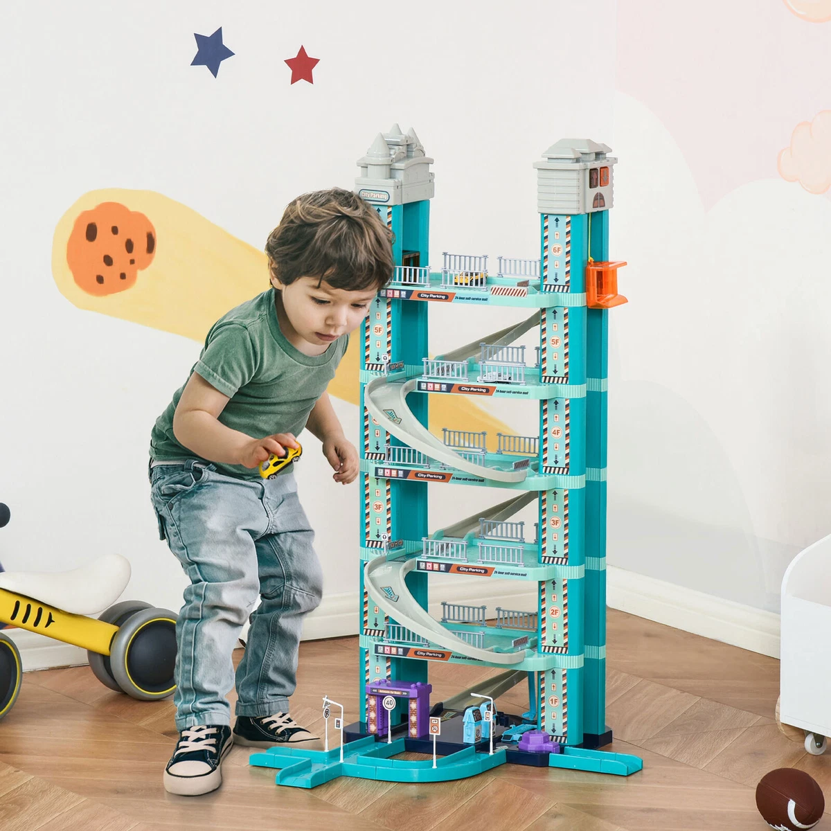 6 Level Kids Toy Car Playset Activity Parking Garage Lot w