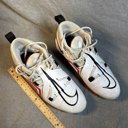 Nike Alpha Menace Elite 3 - Mens 10 Pro Football Cleats White Red CT6649-103 - Picture 3 of 10