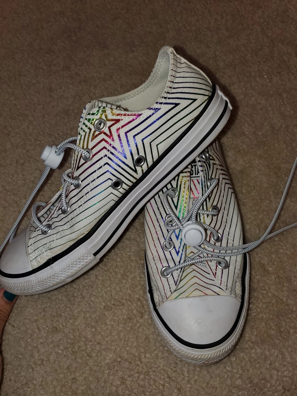 Sneakers arcobaleno Converse Chuck Taylor All Star CTAS OX metallizzate taglia 3