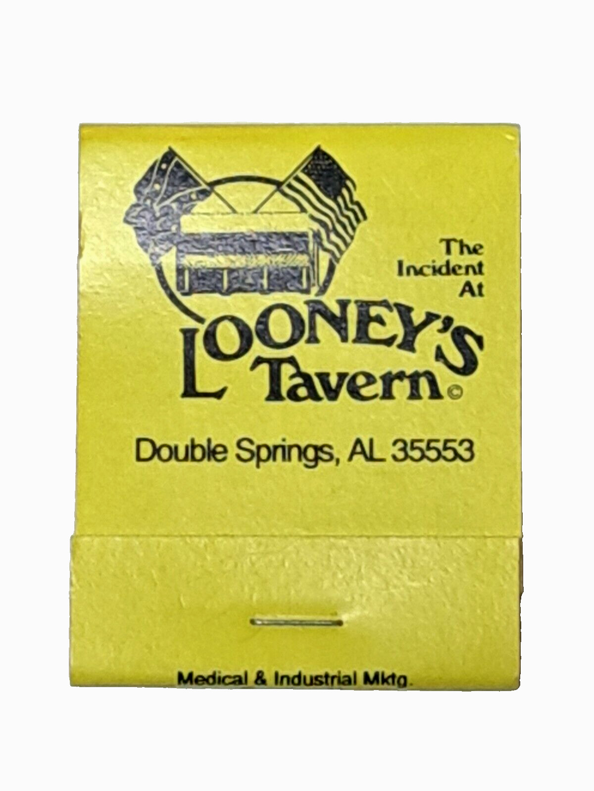 Vintage matchbook THE INCIDENT AT LOONEY'S TAVERN Double Springs, Alabama