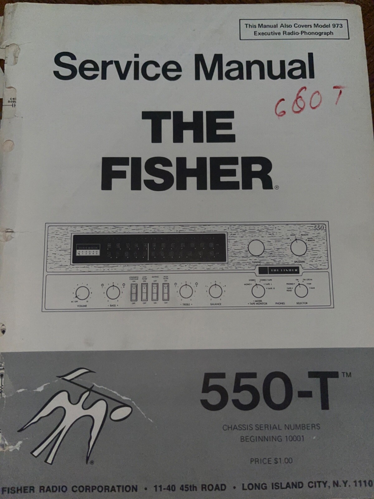 Fisher 550-T AM-FM Stereo Receiver Original Service Manual