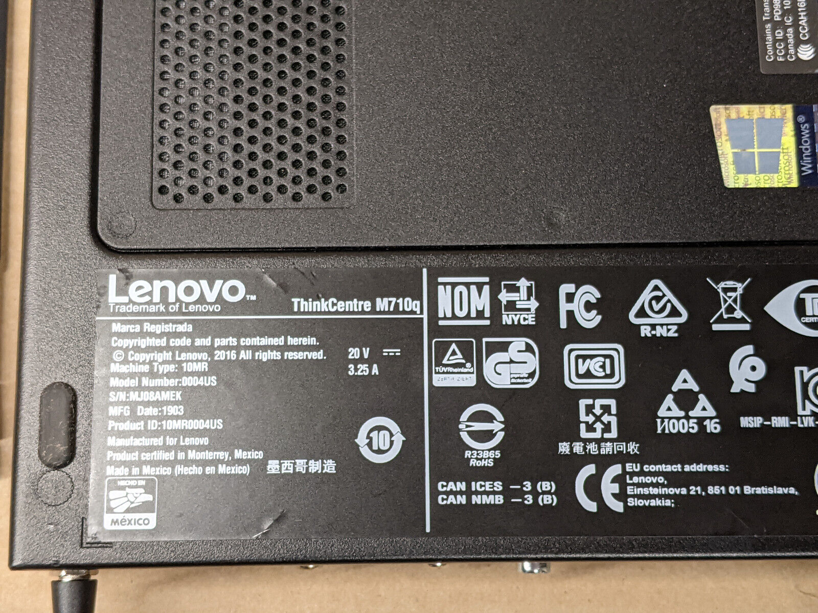 パソコン  Lenovo ThinkCentre M710q Tiny 10MR0004US Core i5-7500T 2.7GHz, 8GB - 4