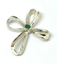Kaedesigns, New Genuine Sterling Silver Cross Emerald Set Cross  Pendant