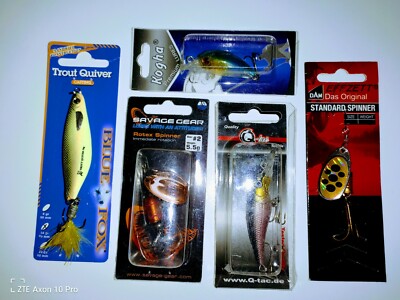 5 x Raubfisch/Forellen/Barsch/Wobbler/ Spinner /DAM/Sovagegear/Blue Fox/Neu/.