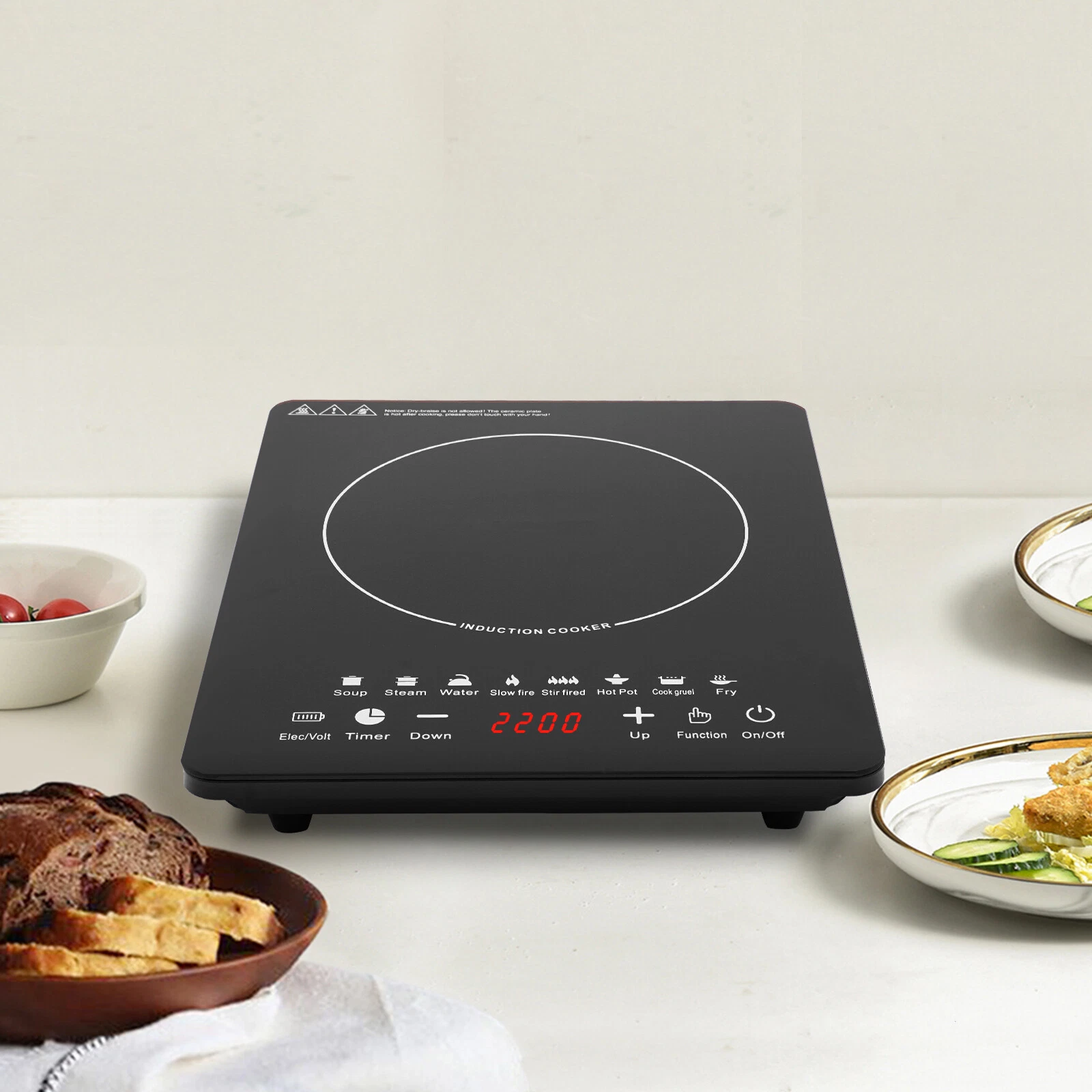 2200W Portable Kitchen Countertop Induction Cooktop Burner Electric Hot Stove