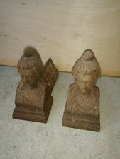 E5- Jolie paire de petits chenets cheminée fonte RÉPUBLIQUE buste de Marianne 