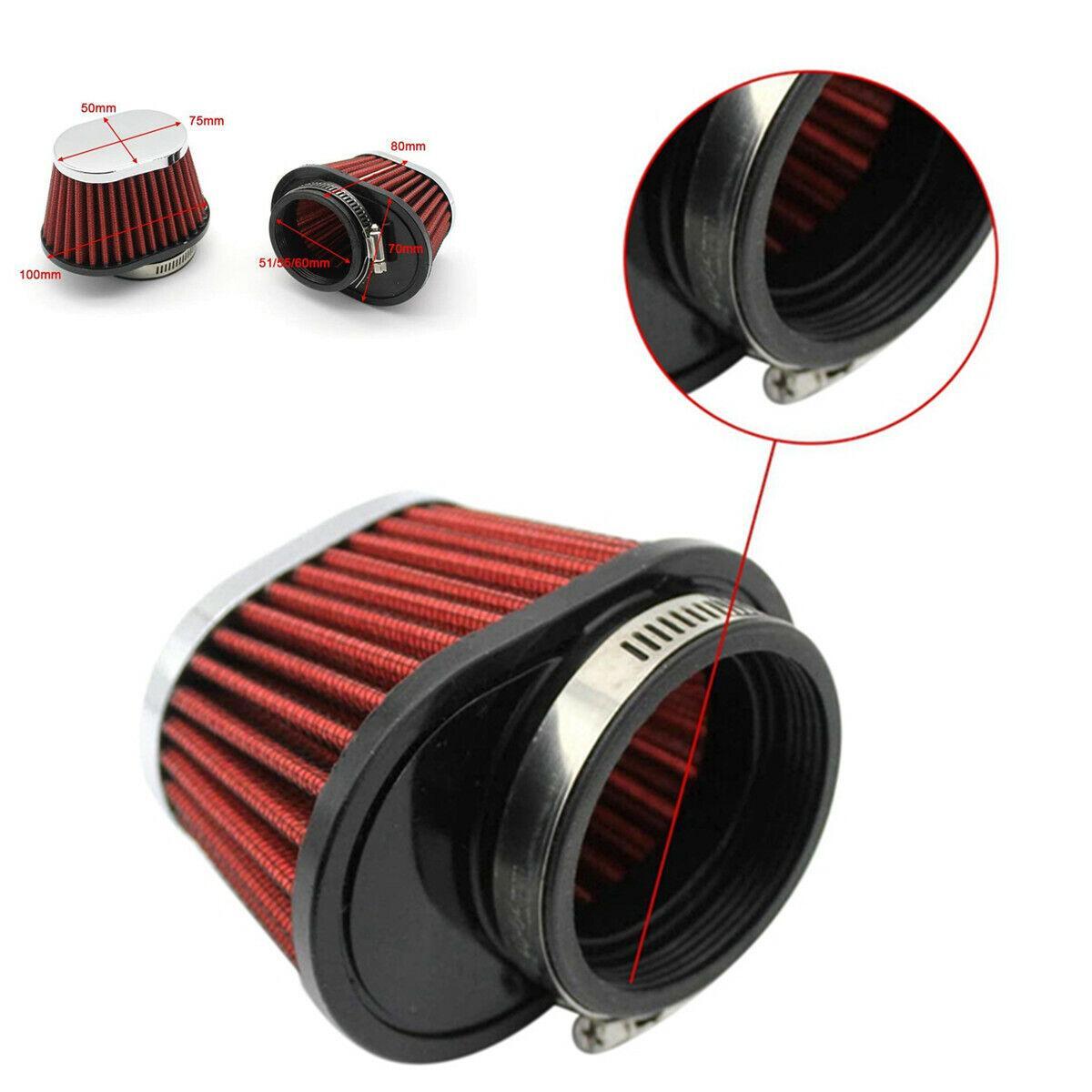 2x 2.15in Red Performance High Flow Cold Air Intake Cone Replacement Dry Filter