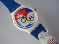 Swatch Olympia Gent St. Moritz - Neuware - Schweizer Flagge