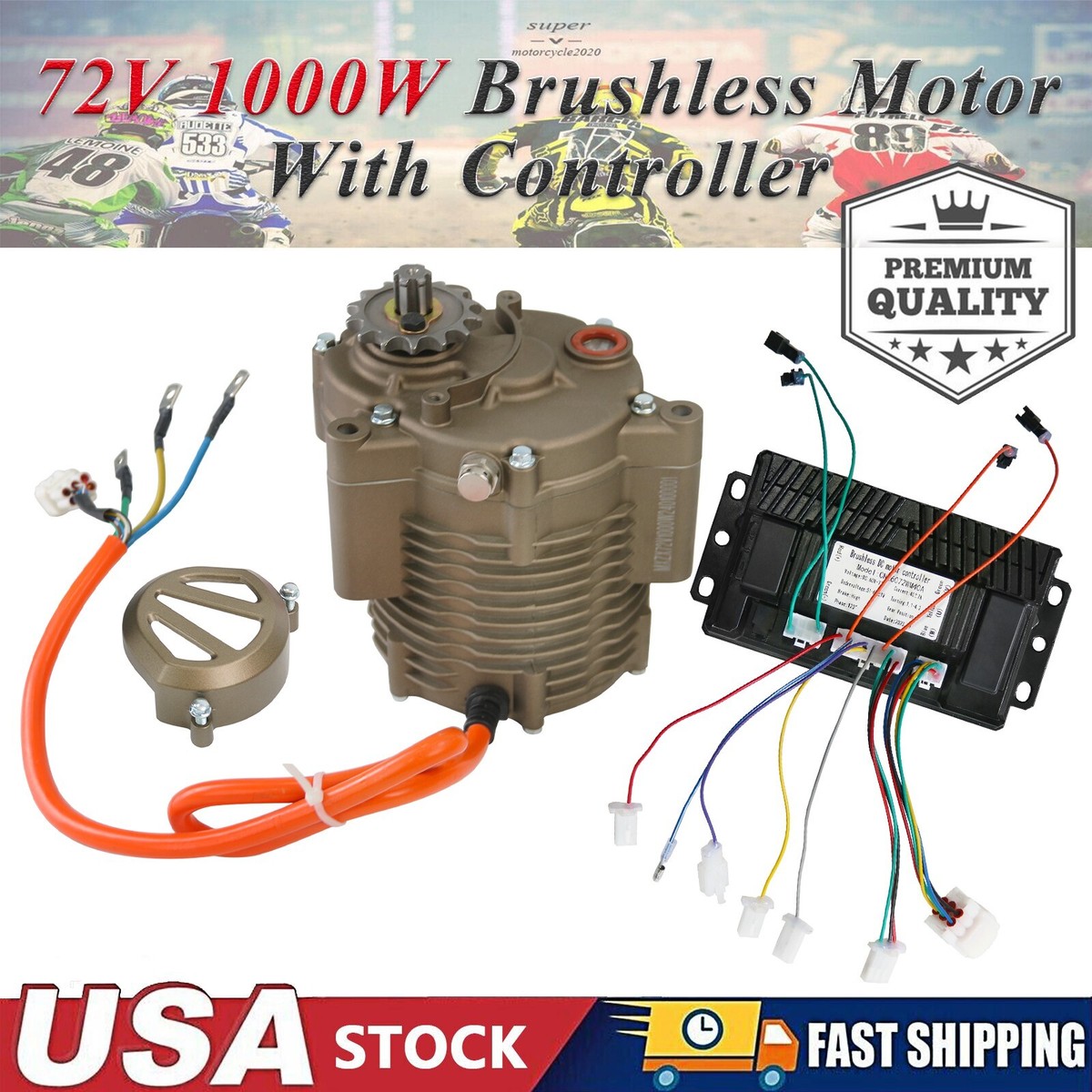 72V 1000W Brushless DC Motor & Controller For E-Bike Scooter Drift Trike  Razor | eBay