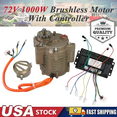 72V 1000W Brushless DC Motor & Controller For E-Bike Scooter Drift Trike Razor