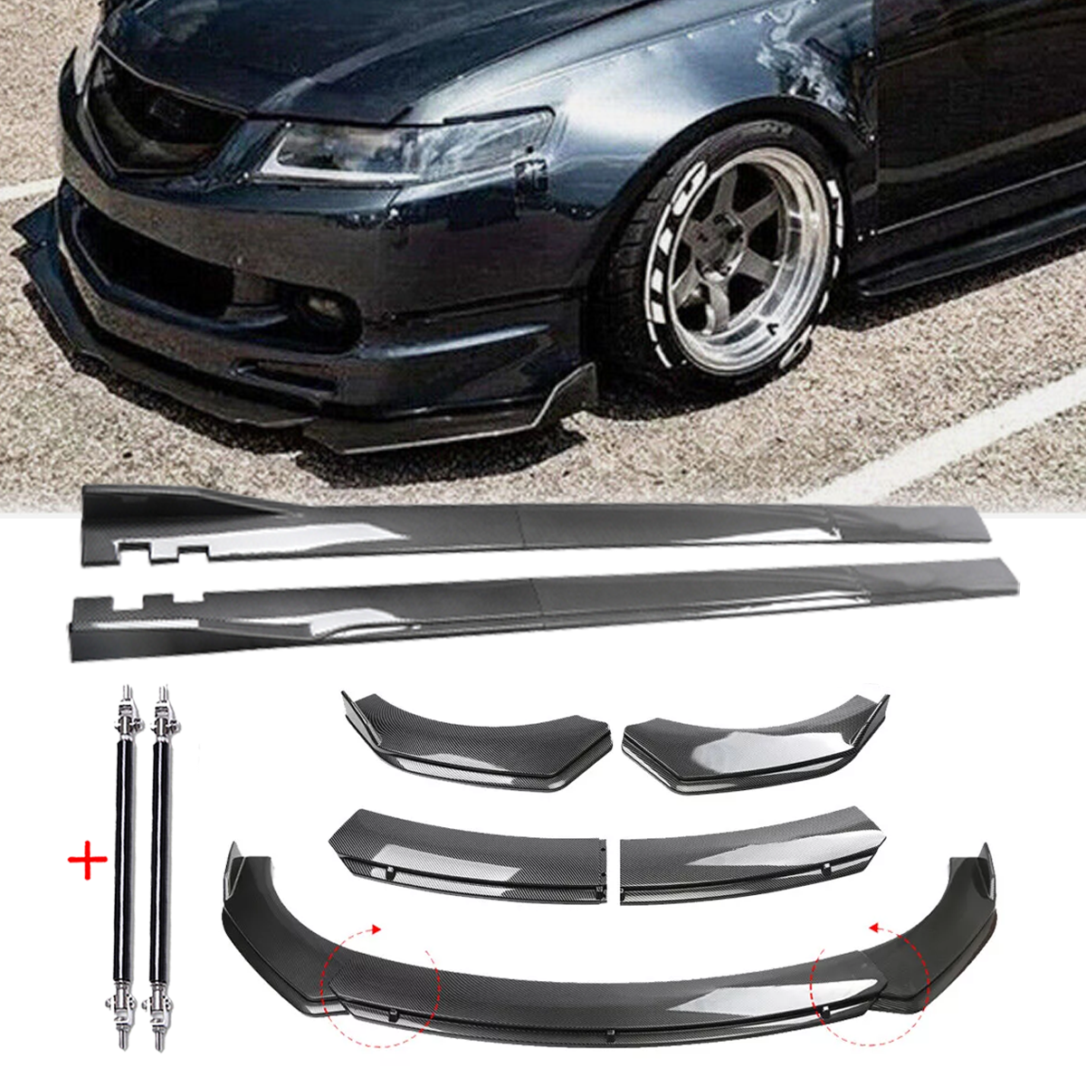 Acura RSX Carbon Fiber Front Lip Spoiler Side Skirt Body Kit