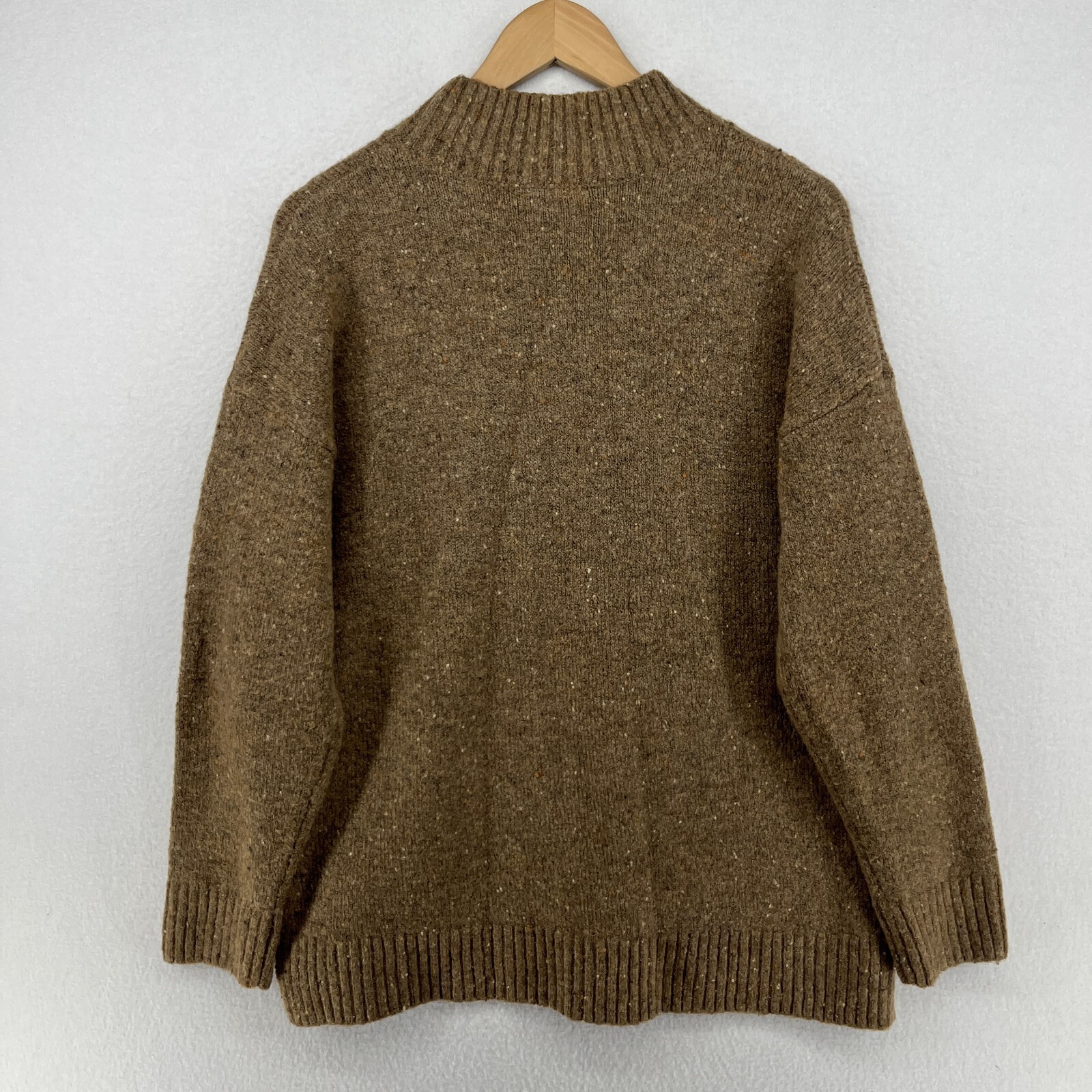 WELL WORN Sweater Womens L Wool Blend Mock Neck Marled Jumper Pullover Brown