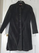 Live A Little Black Suede Leather Coat Uk M/size 12
