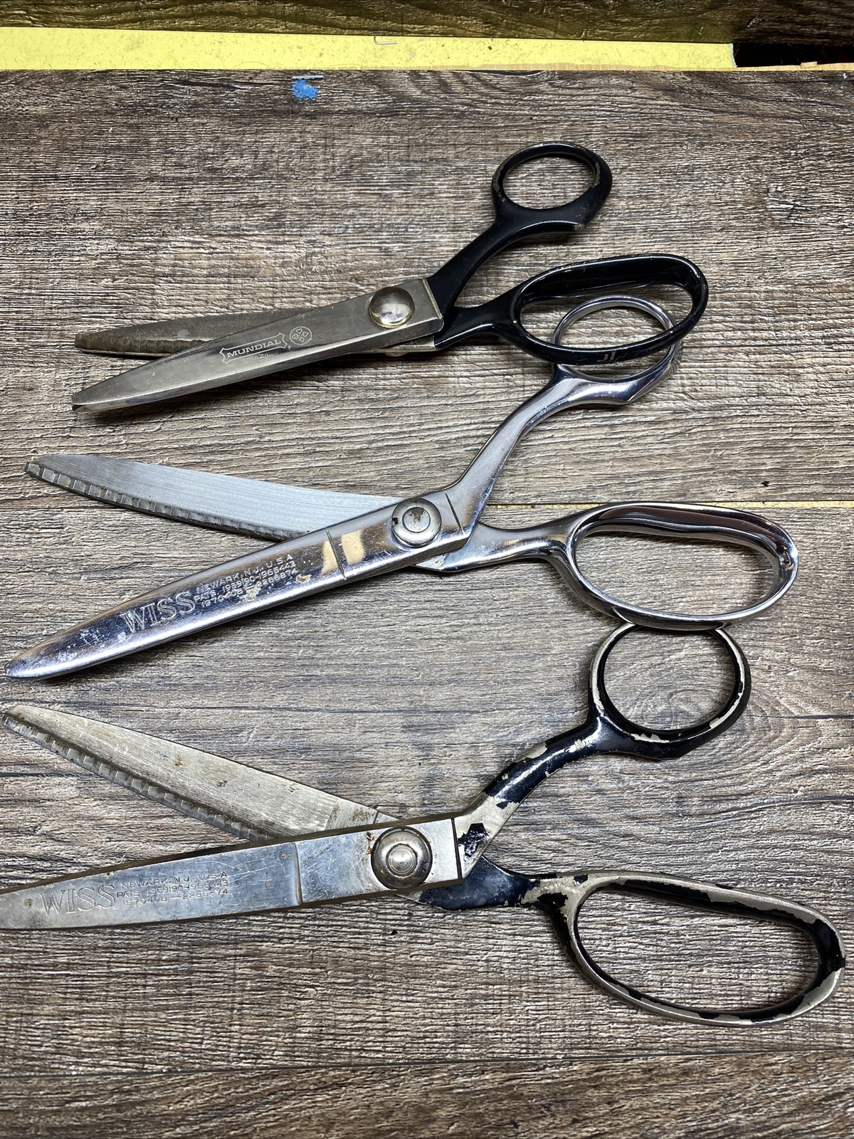 Wiss Mundial Vintage Pinking Shears Scissors USA Brazil Lot Of 3 Sewing