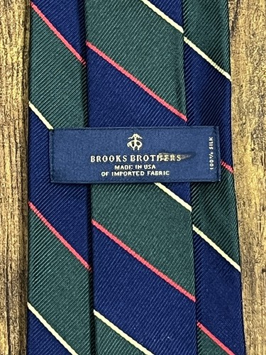 Corbata Brooks Brothers Multicolor Rep Rayas 100% Seda Hombre 56" - Imagen 5 de 6