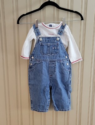 Baby Gap Denim Classic Overalls 6-12 Months With Under Shirt