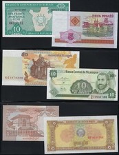 ASIA 1970s 1990s COLLECTION OF 56 MINT PROOF LIKE UNCIRCULATED WORLD WIDE PAPER