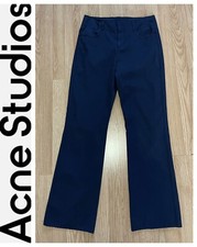Acne Studios Navy Blue Pants Trousers Raw Unfinished Hem Lines Size 48 Eu