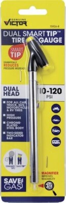 VICTOR Dual Head Smart Pencil Tire Air Pressure Gauge 10-120PSI w/ Pocket Clip