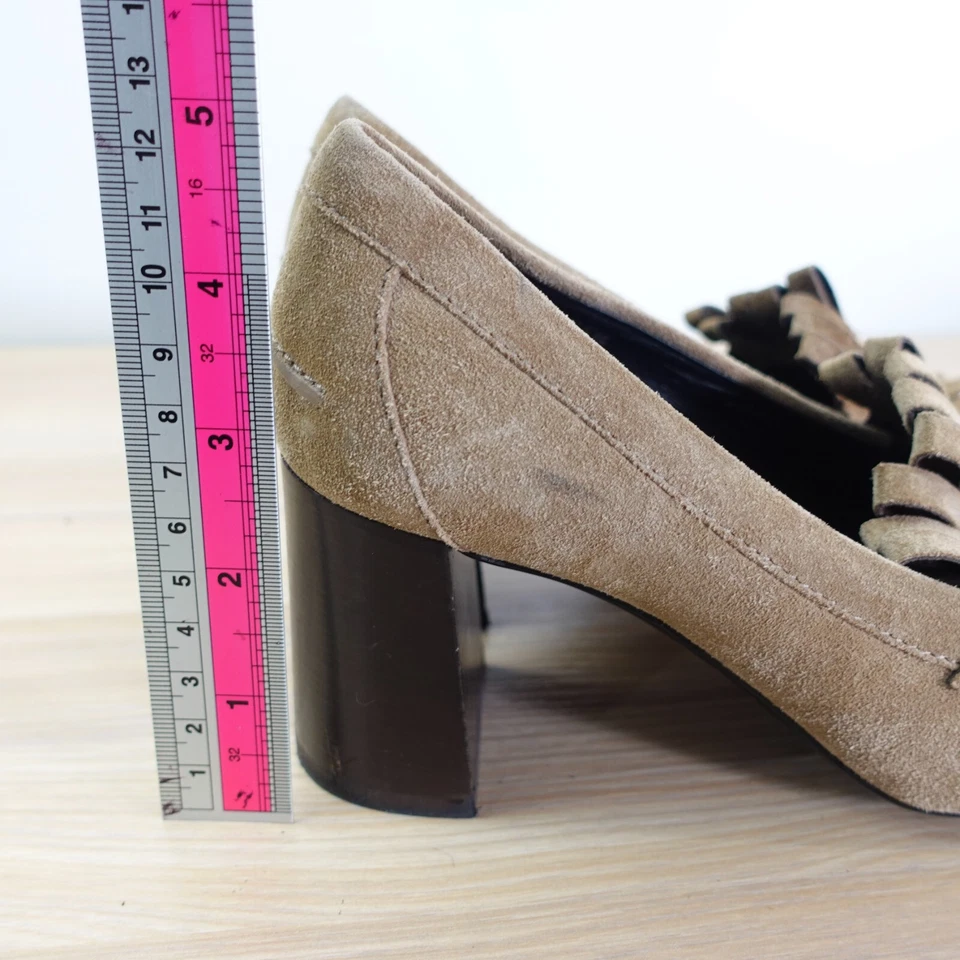 TODS Loafer Women Pump Leather 35.5 Fringe Suede Tan 5 Tassel School Preppy Y2K - Image 3 of 4