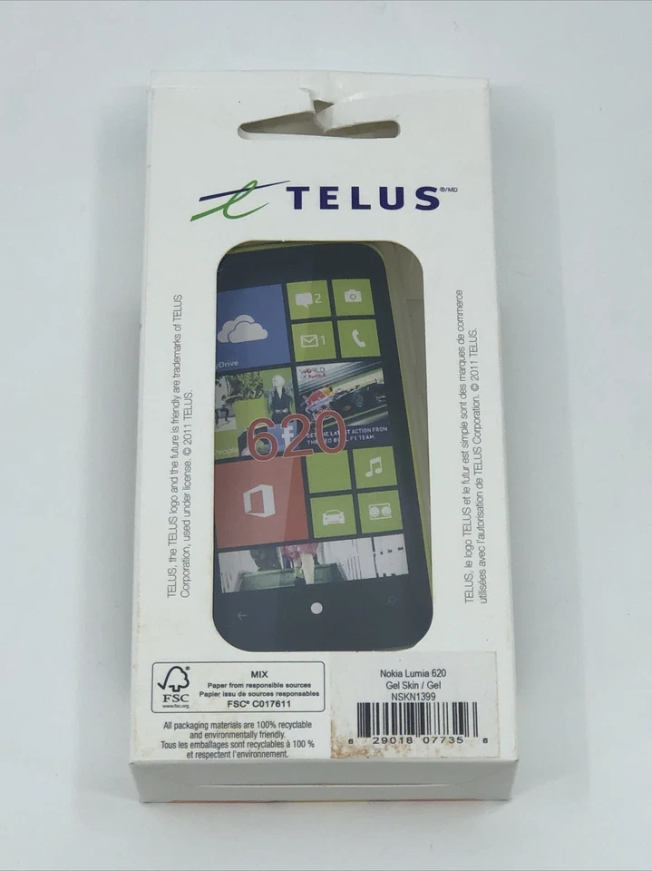 Funda Gel Recubrimiento Teléfono Nokia Lumia 620 Marca Telus - Transparente/Blanco Foto 2 de 2