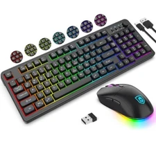 KOLMAX BT98 Wireless Keyboard and Mouse Combo,Triple Mode 3 Black 