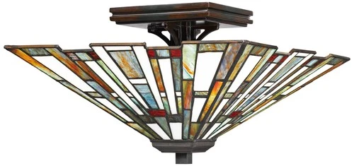 Quoizel Maybeck 14 1/2" Valiant Bronze Tiffany Style Ceiling Light - Picture 2 of 3