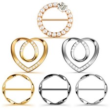 6 PCS Premium Silk Scarf Ring Clip, Slide T-Shirt Tie Clips NORMAL, silver