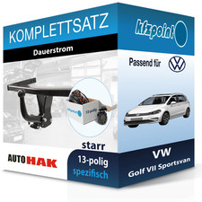 Für VW Golf VII Sportsvan 14-20 AUTO HAK Anhängerkupplung starr + 13polig E-Satz