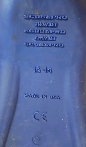 SCUBAPRO Blue TWIN JET FULL FOOT XL Split FINS 13-14 - Picture 4 of 6