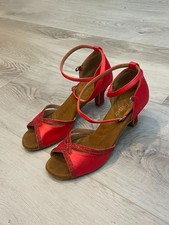 Women's Latin Dance Shoes Size 7 Salsa Bachata Ballroom- Red 2.5inch
