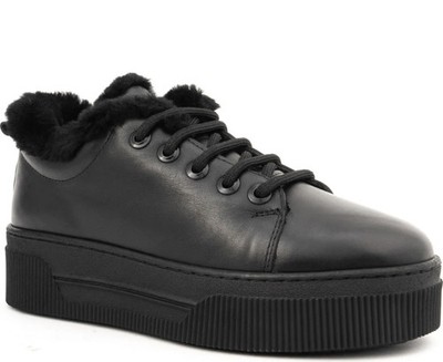 La Conte Damen Schwarze Leder Sneaker Freizeit LAC6570-24214