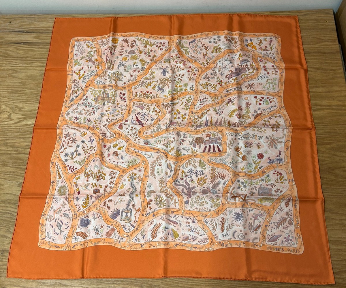 Chemins de garrigue white - Hermès Scarf Details | Scarf Sage