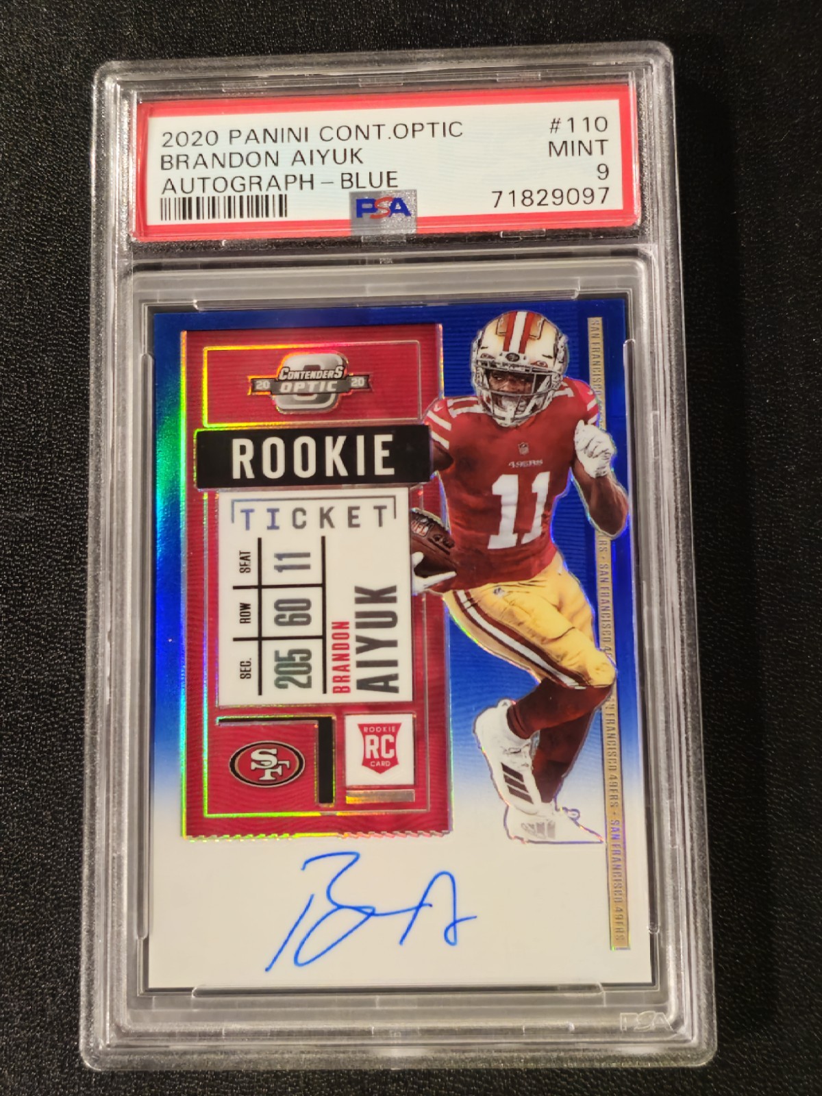 2020 Contenders Optic Rookie Ticket Autograph-Blue #110 Brandon Aiyuk RC #15/75