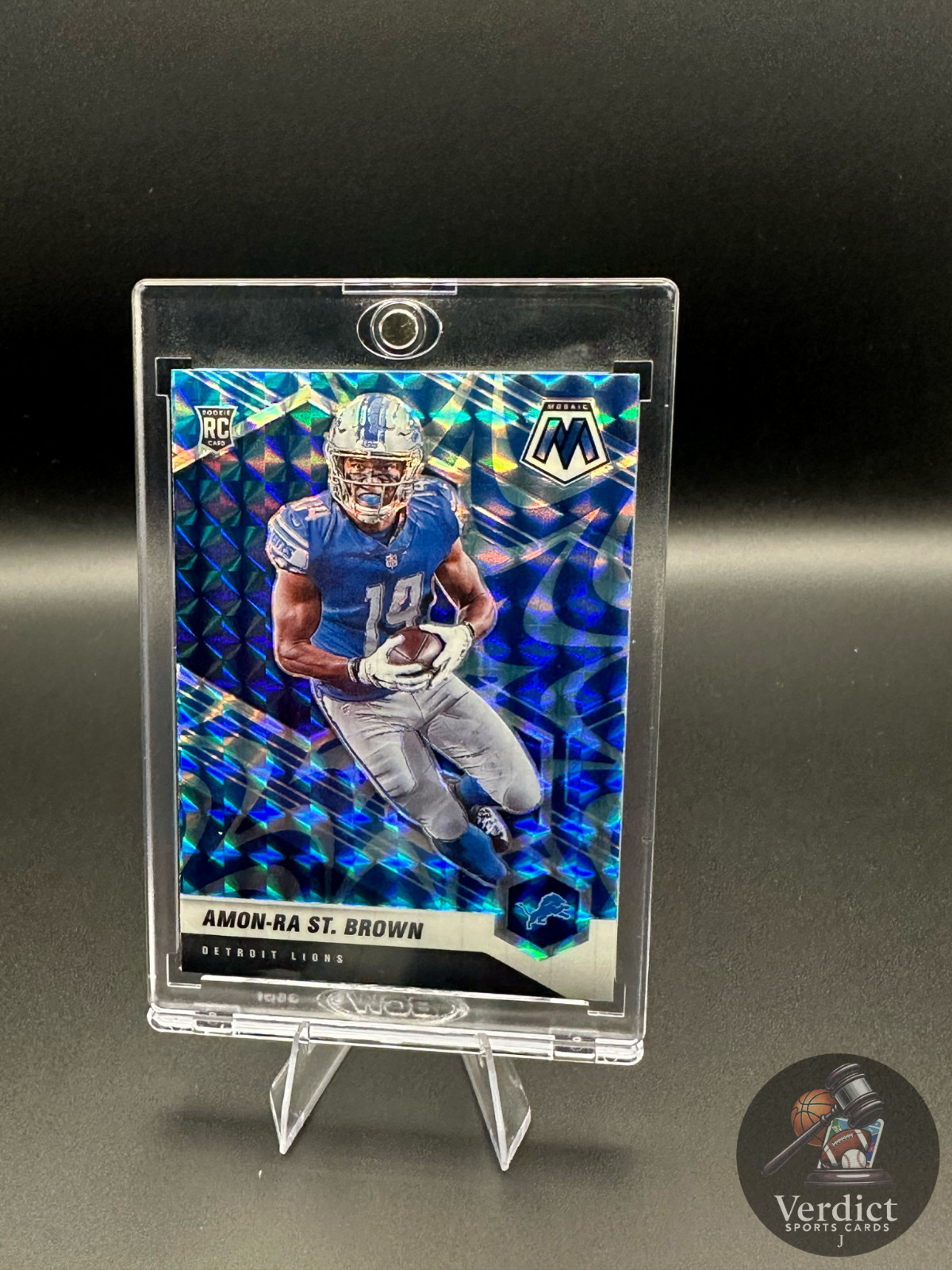 Amon-Ra St. Brown 2021 Panini Mosaic Blue Reactive Rookie #328 (RC)