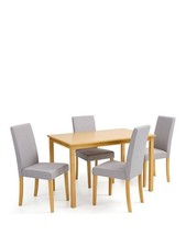 Primo 120cm Dining Table & 4 Fabric Chairs Set Wood Grey Modern