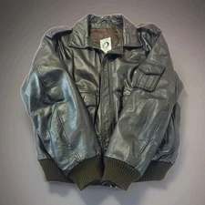 Vintage AMEX Mocha Leather Flight Jacket Men's Size 46 Bomber.  Riding  Jacket