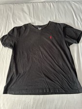polo ralph lauren v neck t shirt black red pony logo mens large